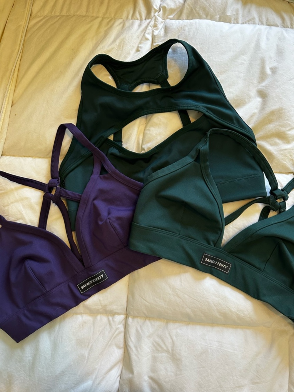 Savage X Fenty Purple & Forest Green Sports Bra Lot